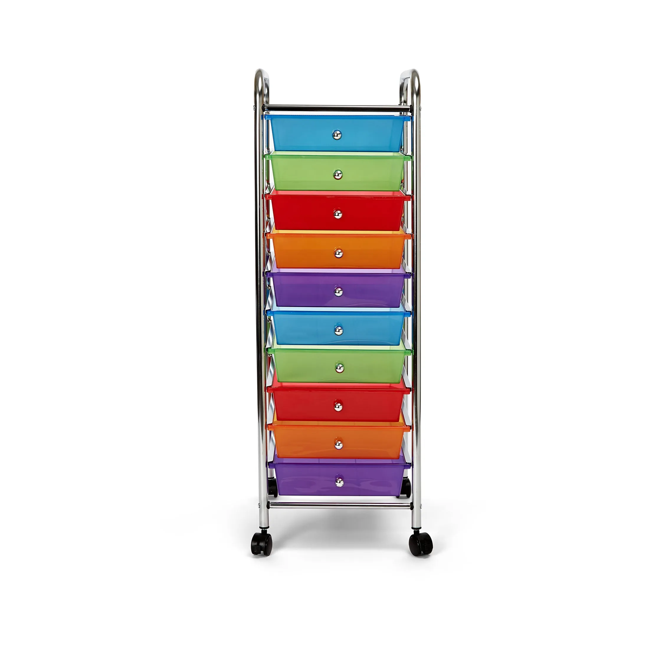 10-Drawer Organizer Cart, Translucent Multi-Color