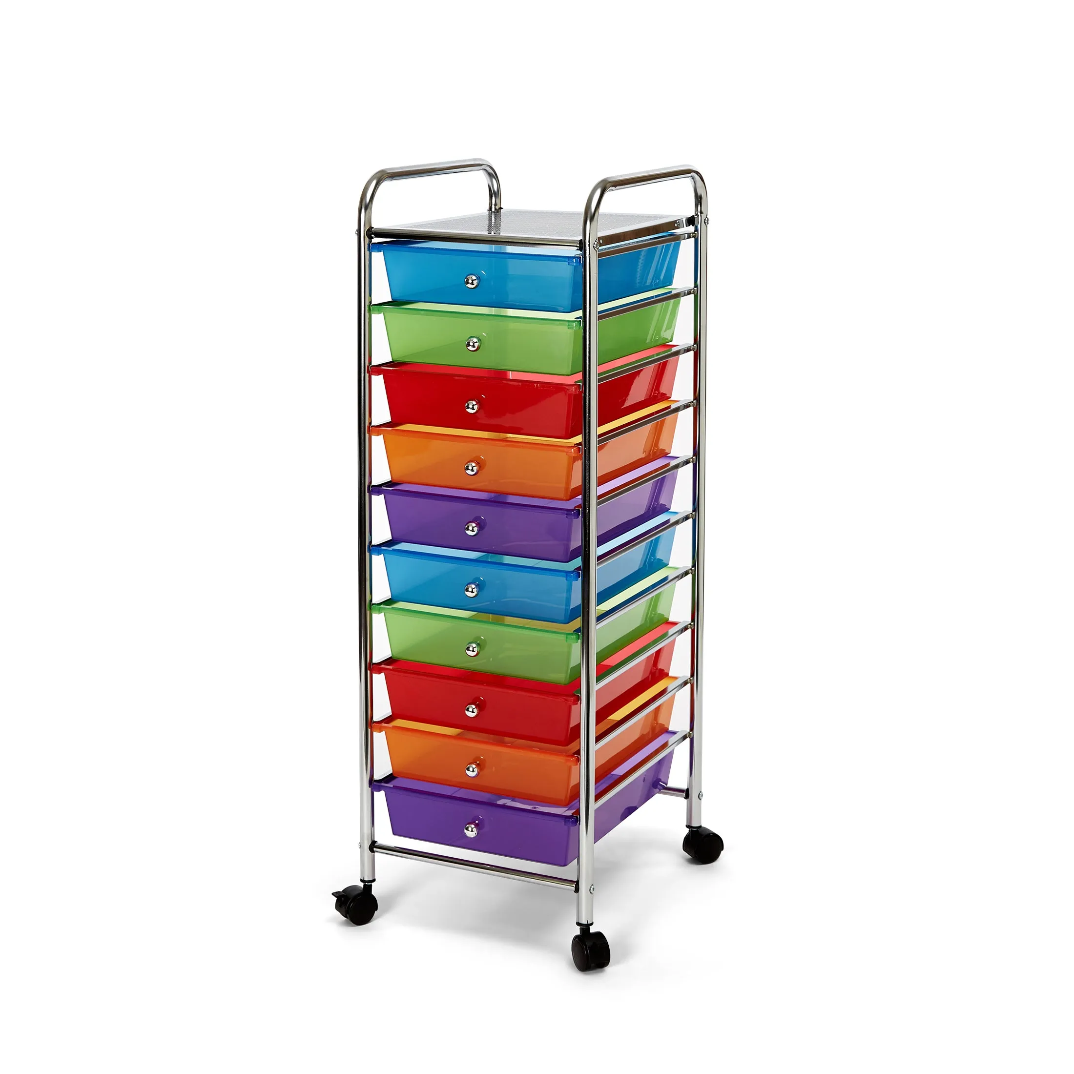 10-Drawer Organizer Cart, Translucent Multi-Color