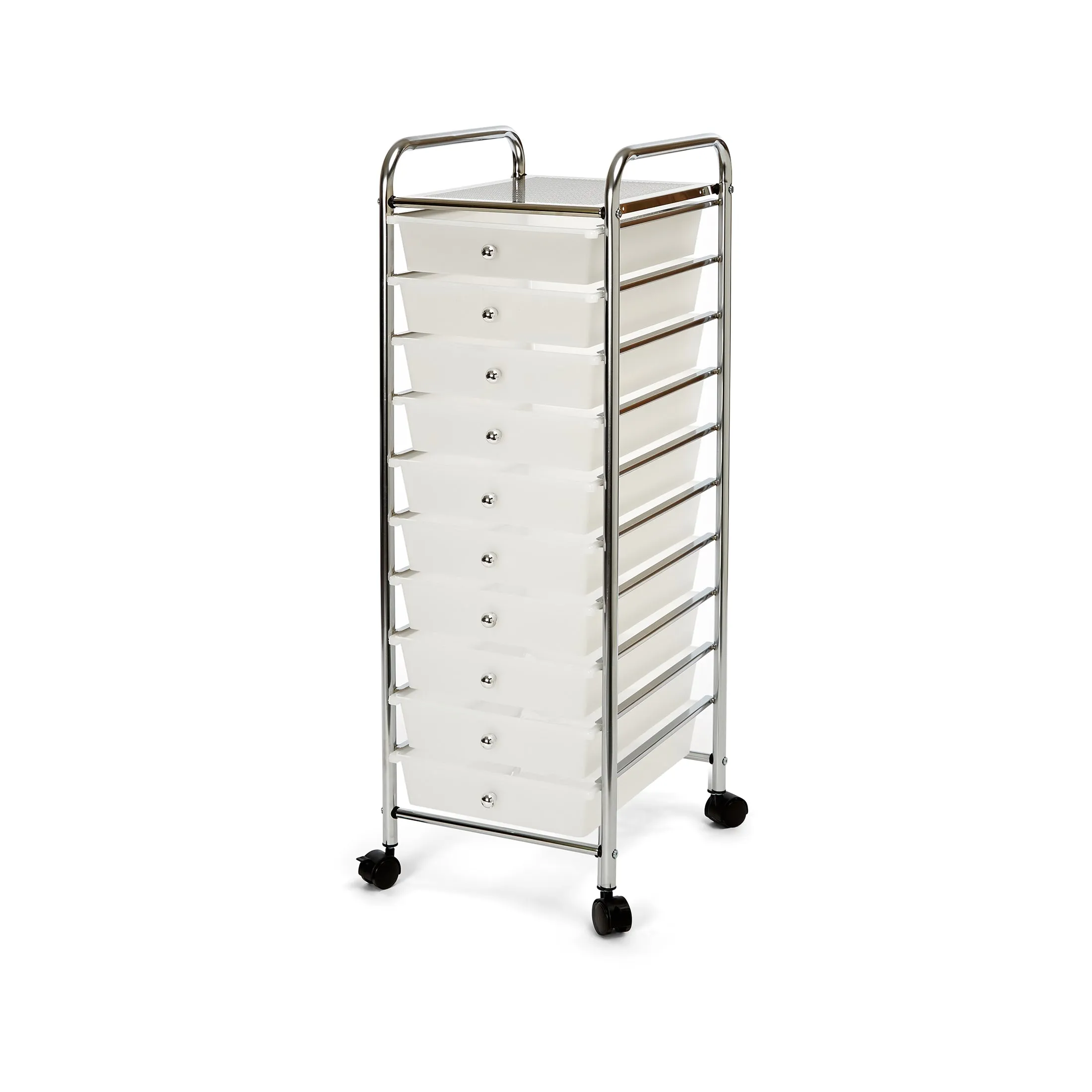 10-Drawer Organizer Cart, White