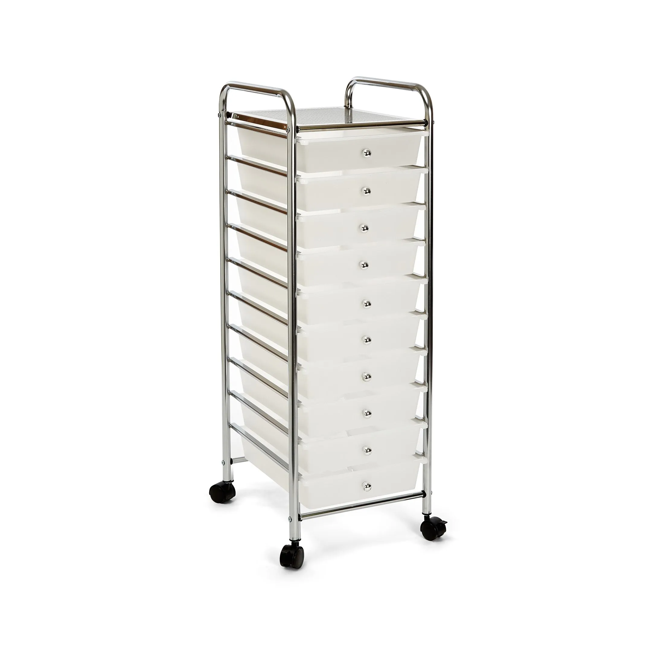 10-Drawer Organizer Cart, White