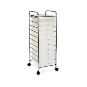 10-Drawer Organizer Cart, White