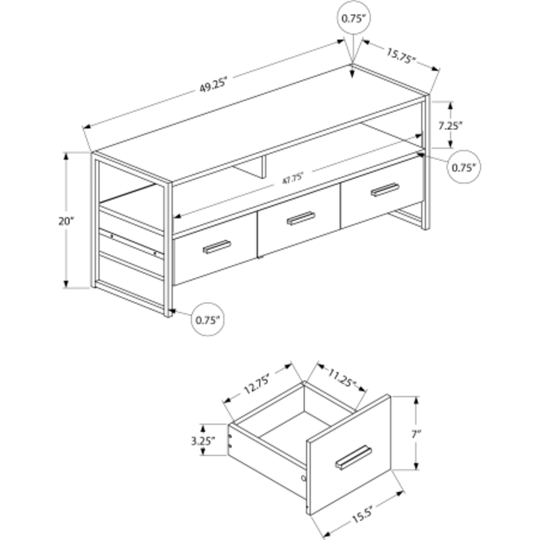 48" TV Stand - Dark Taupe