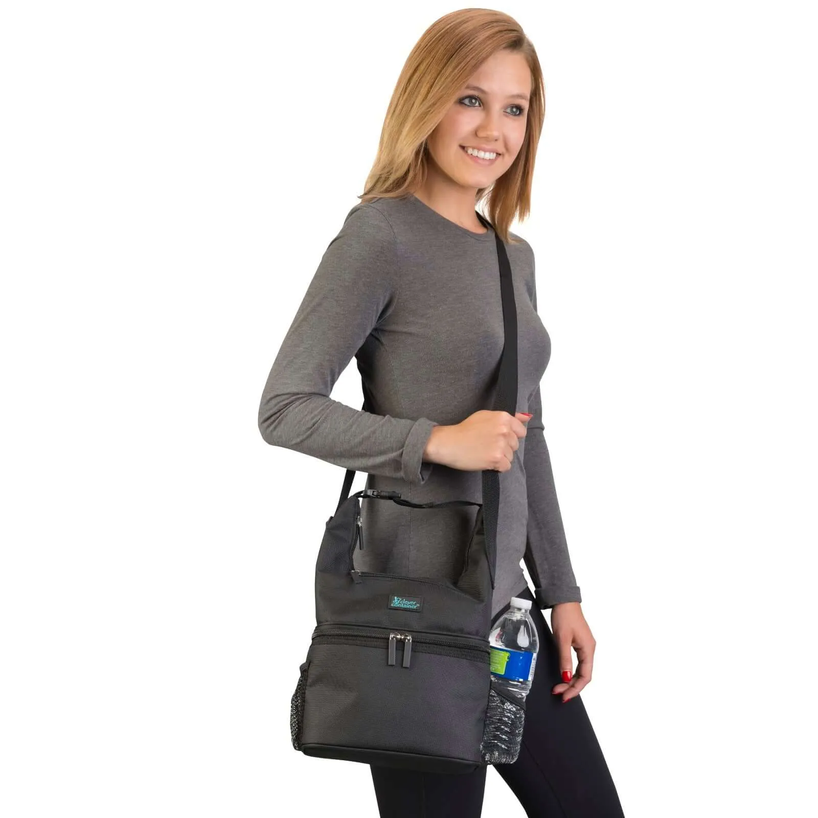 Compact Lunch Cooler - 2 Insulated Compartments - Color Black