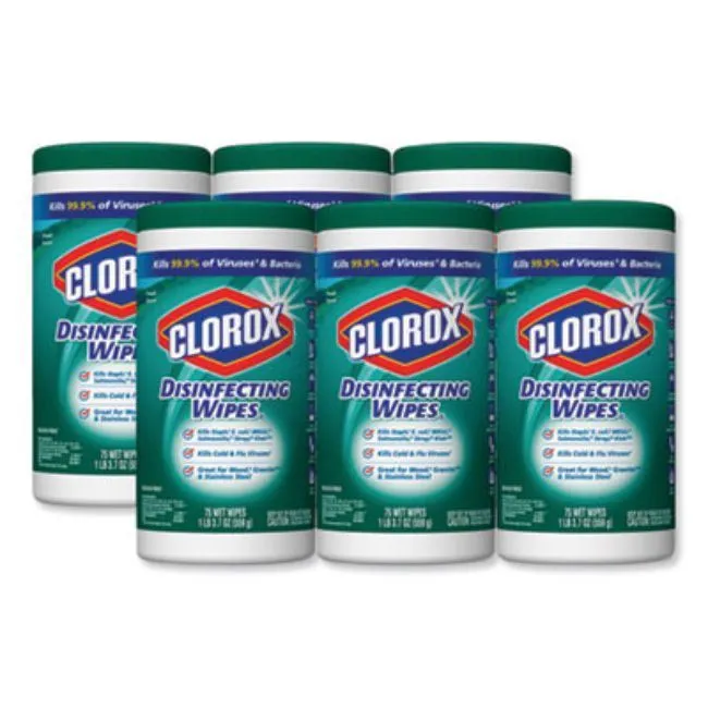 Disinfecting Wipes, Fresh Scent, 7 X 8, White, 75-Canister, 6 Canisters-Carton