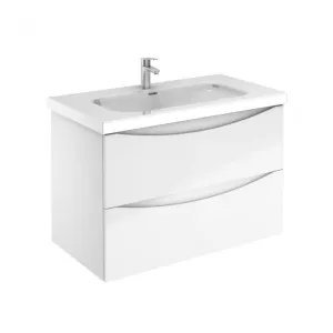 Emory and Bond 123VB90236WH Lupa Series Wall-mount Vanity Base 36" x 18" 2 Drawers in High Gloss Lacquered White
