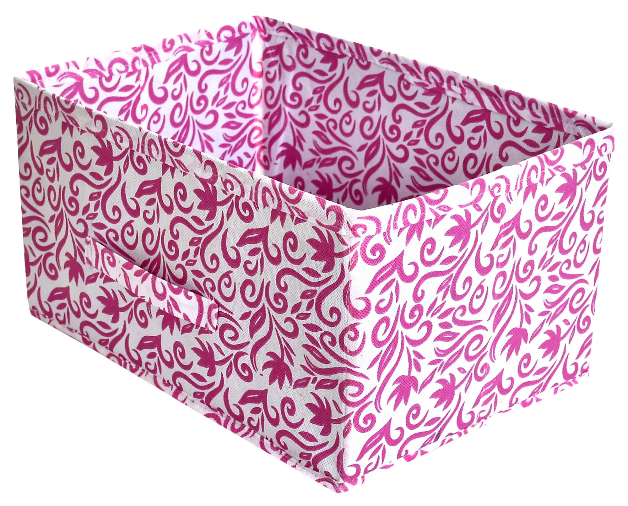 Kuber Industries Leaf Print Non Woven Fabric 3-Replacement Drawer Storage And Cloth Organizer Unit for Closet (Pink)-KUBMART16008