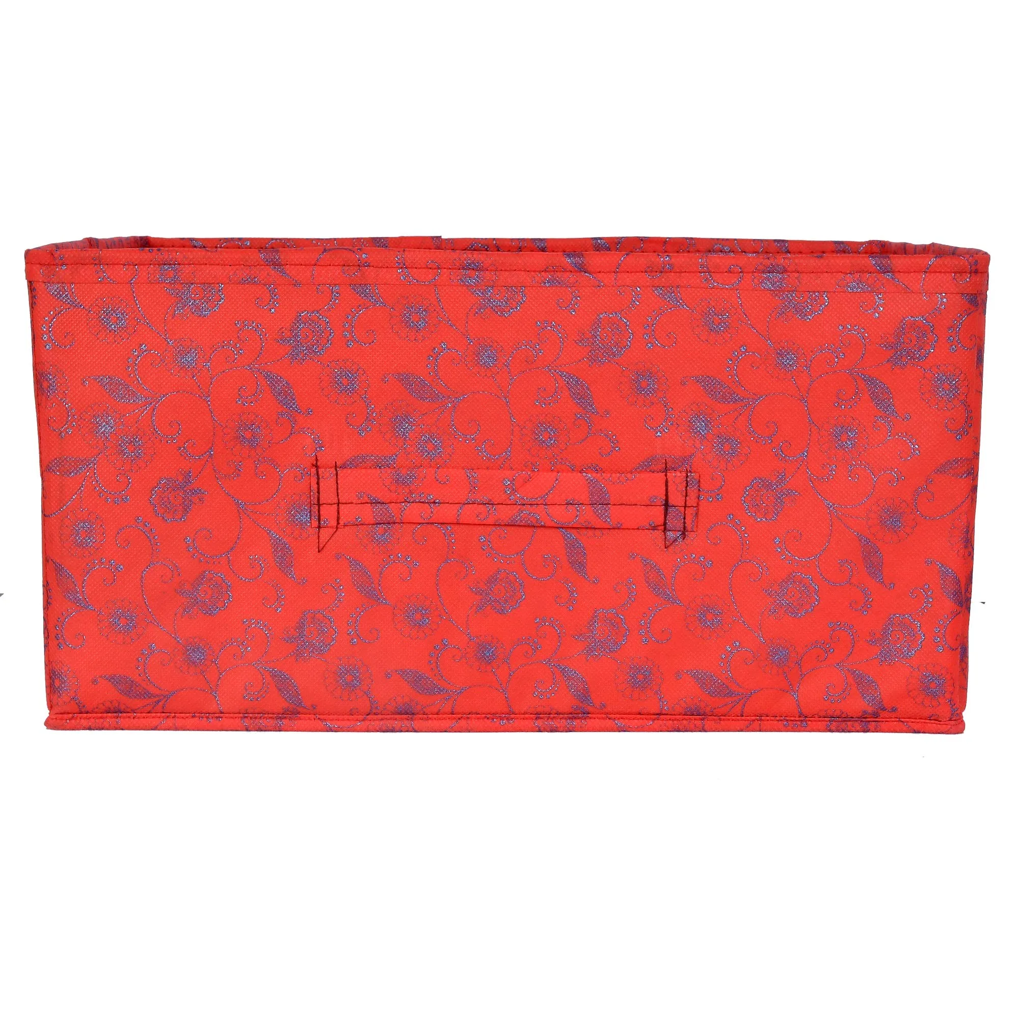 Kuber Industries Metalic Floral Print Non Woven Fabric 5-Drawer Storage and Cloth Organizer Unit for Closet (Red)-KUBMART1188