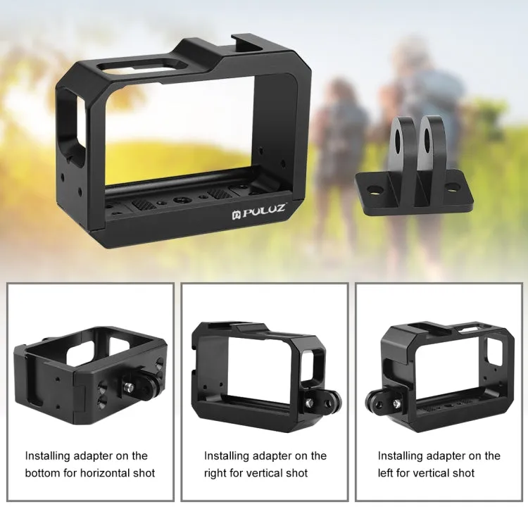 PULUZ Aluminum alloy Frame Mount Protective Case Cage with Cold Shoe Base Slot & Tripod Base Adapter for Insta360 One R(Black)