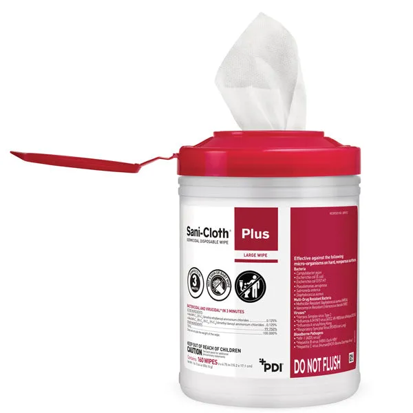 Sani-Cloth Plus Germicidal Disposable Wipes 6" x 6.75"