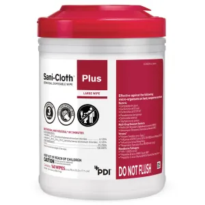 Sani-Cloth Plus Germicidal Disposable Wipes 6" x 6.75"