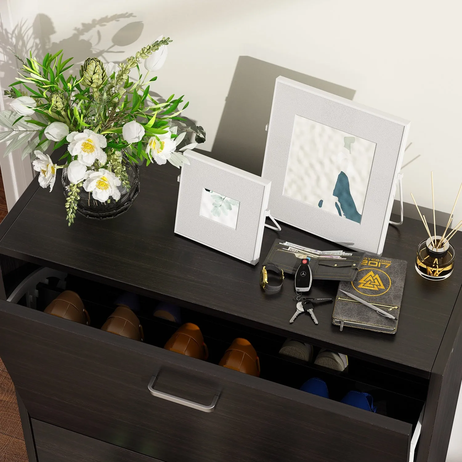 Shoe Cabinet with 3 Flip Drawers for Entryway Freestanding Shoe Rack Storage Organizer