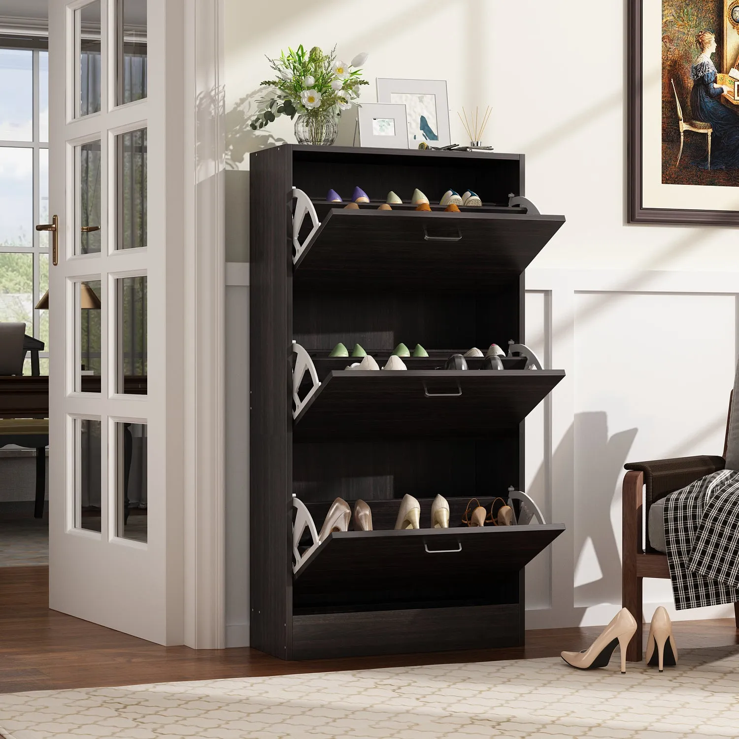 Shoe Cabinet with 3 Flip Drawers for Entryway Freestanding Shoe Rack Storage Organizer
