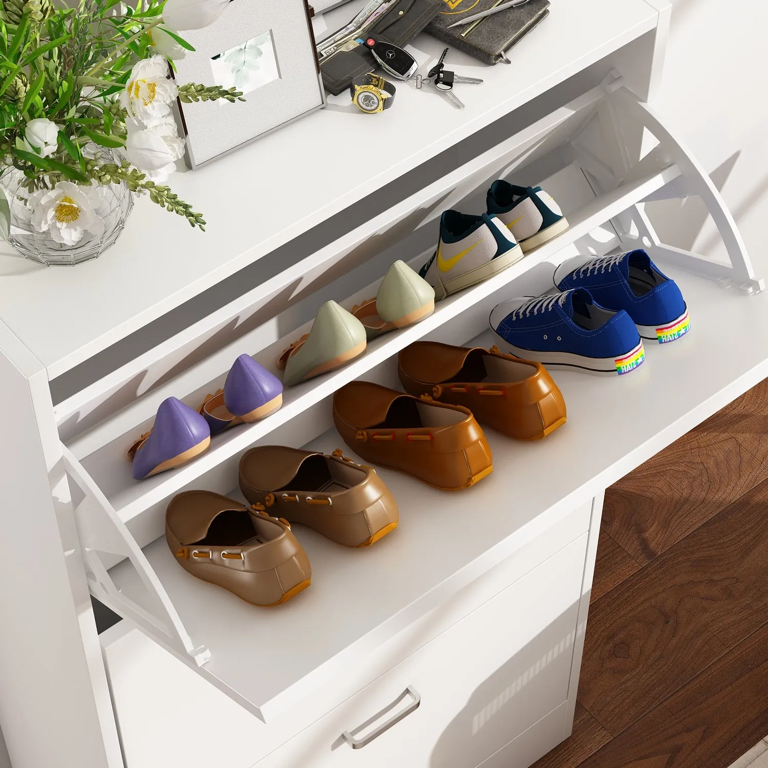 Shoe Cabinet with 3 Flip Drawers for Entryway Freestanding Shoe Rack Storage Organizer