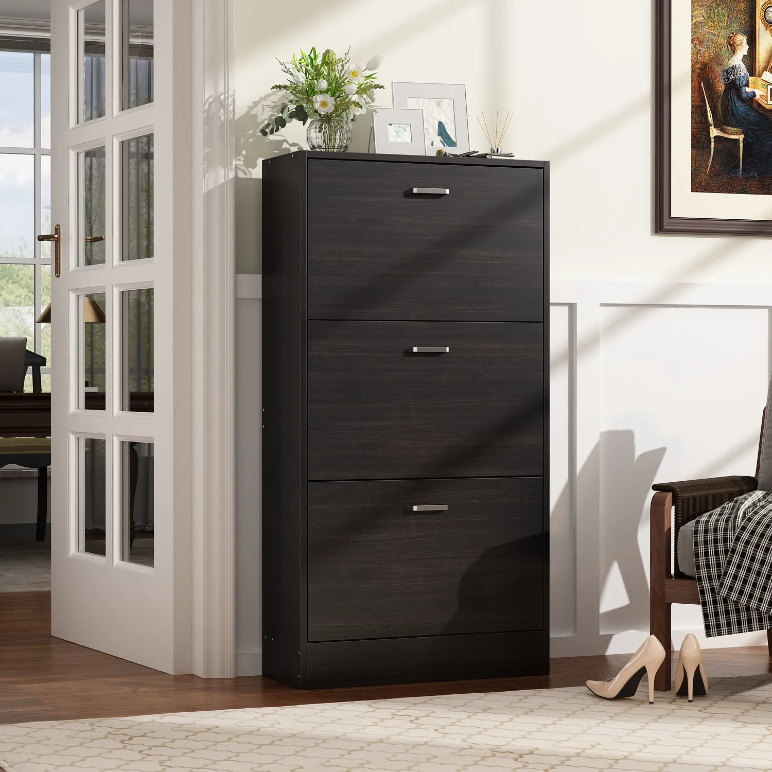 Shoe Cabinet with 3 Flip Drawers for Entryway Freestanding Shoe Rack Storage Organizer