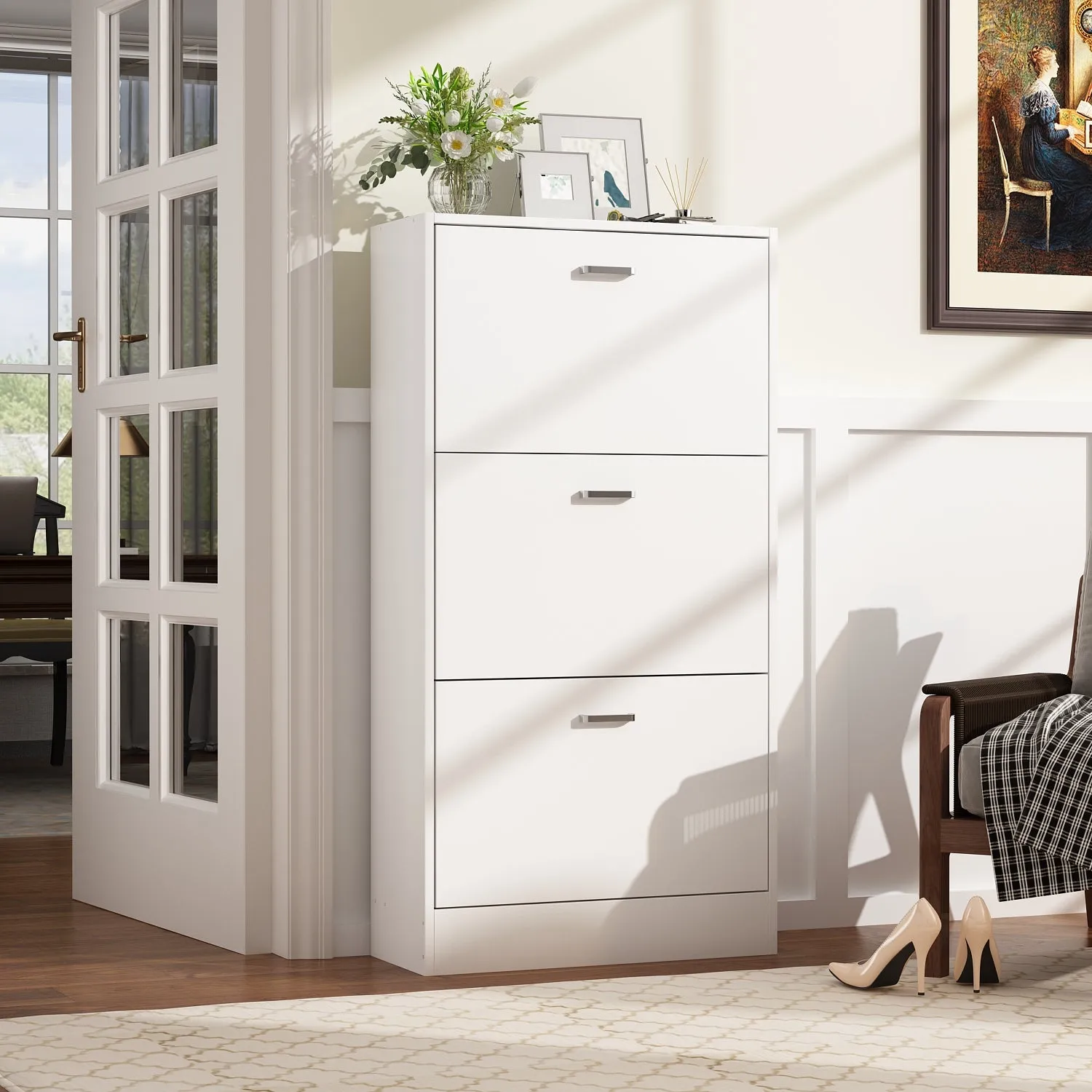 Shoe Cabinet with 3 Flip Drawers for Entryway Freestanding Shoe Rack Storage Organizer
