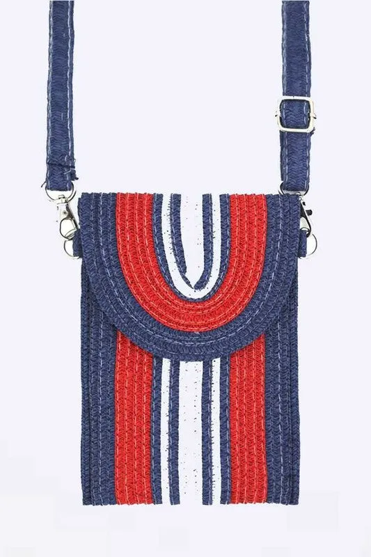 TEEK - Mix Color Straw Crossbody Phone Bag