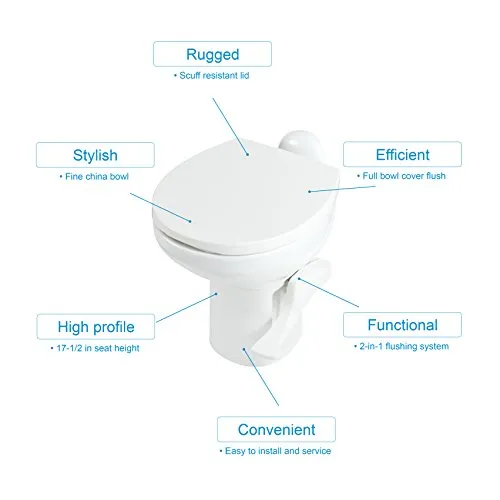 Thetford 42058 Aqua-Magic Style II RV Toilet, White, High Profile