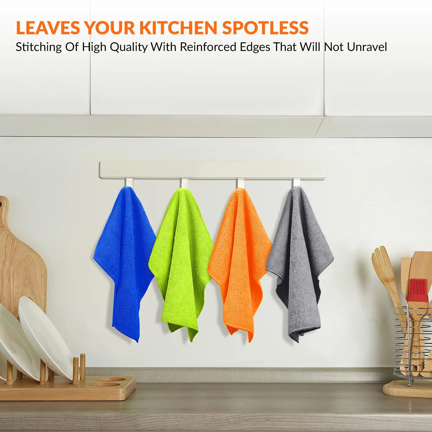 Tukzer Multi-Purpose Microfiber Cloths for Home Kitchen| Ultra-Soft Highly Absorbent Lint & Streak-Free Reusable Cleaning Wash Cloth for Glass, Dish, Steel, Window (Multi-Color | 8 Pcs 25 X 25 cms)