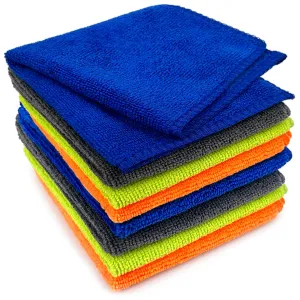 Tukzer Multi-Purpose Microfiber Cloths for Home Kitchen| Ultra-Soft Highly Absorbent Lint & Streak-Free Reusable Cleaning Wash Cloth for Glass, Dish, Steel, Window (Multi-Color | 8 Pcs 25 X 25 cms)