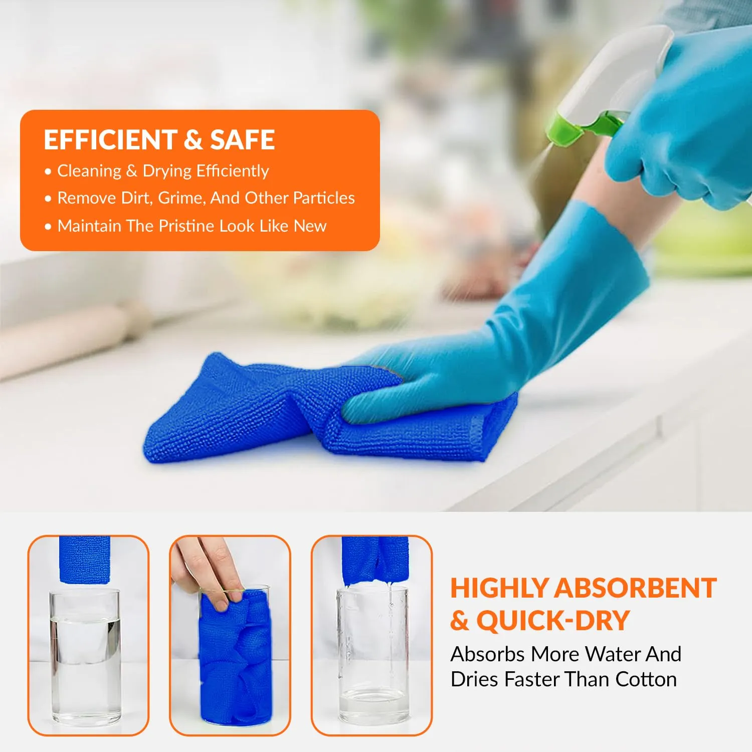 Tukzer Multi-Purpose Microfiber Cloths for Home Kitchen| Ultra-Soft Highly Absorbent Lint & Streak-Free Reusable Cleaning Wash Cloth for Glass, Dish, Steel, Window (Multi-Color | 8 Pcs 25 X 25 cms)
