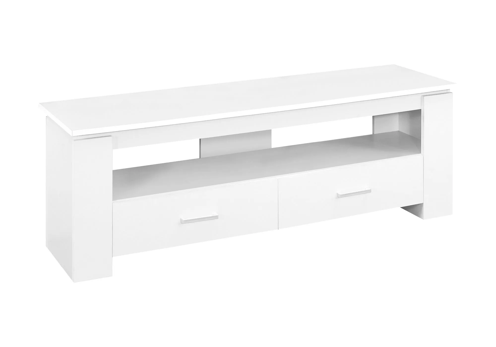 Tv Stand, 48 Inch, Console, Media Entertainment Center, Storage Drawers, Living Room, Bedroom, White Laminate, Contemporary, Modern